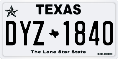 TX license plate DYZ1840