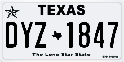 TX license plate DYZ1847