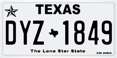 TX license plate DYZ1849