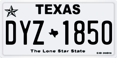 TX license plate DYZ1850