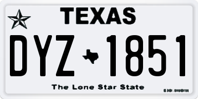 TX license plate DYZ1851