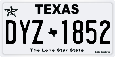 TX license plate DYZ1852