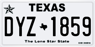 TX license plate DYZ1859
