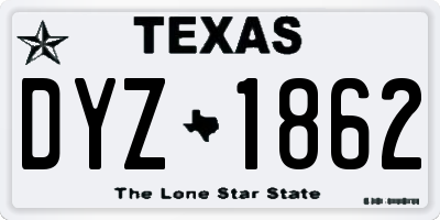 TX license plate DYZ1862