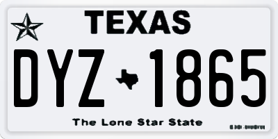 TX license plate DYZ1865