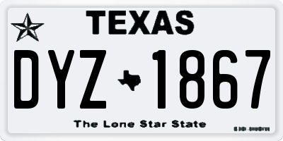 TX license plate DYZ1867