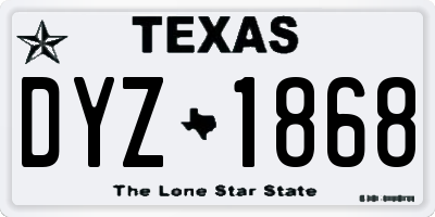 TX license plate DYZ1868