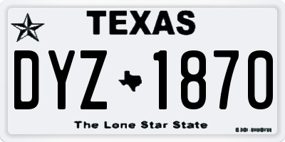 TX license plate DYZ1870