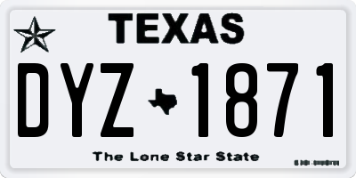 TX license plate DYZ1871