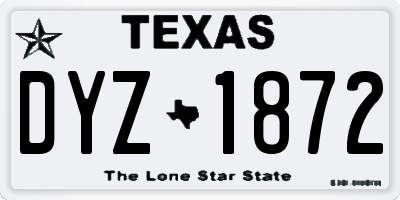 TX license plate DYZ1872