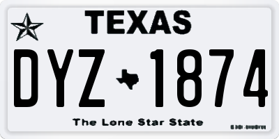 TX license plate DYZ1874