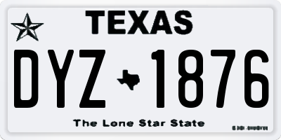 TX license plate DYZ1876
