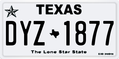 TX license plate DYZ1877