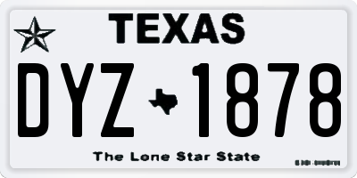 TX license plate DYZ1878