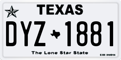 TX license plate DYZ1881