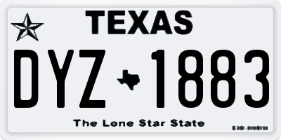 TX license plate DYZ1883