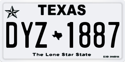 TX license plate DYZ1887