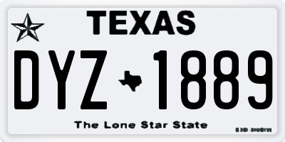 TX license plate DYZ1889
