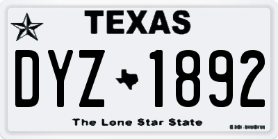 TX license plate DYZ1892