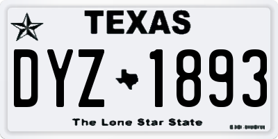 TX license plate DYZ1893