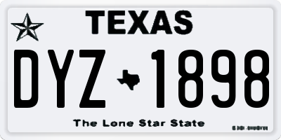 TX license plate DYZ1898
