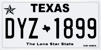 TX license plate DYZ1899