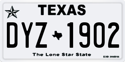 TX license plate DYZ1902