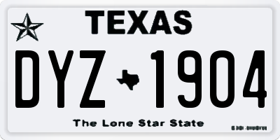 TX license plate DYZ1904