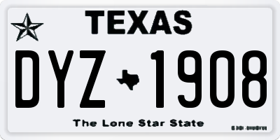 TX license plate DYZ1908