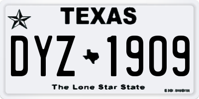 TX license plate DYZ1909