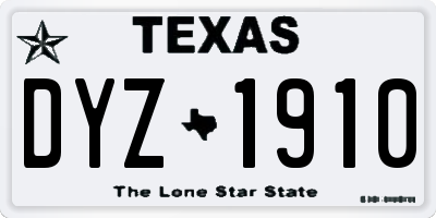 TX license plate DYZ1910
