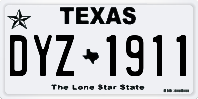 TX license plate DYZ1911