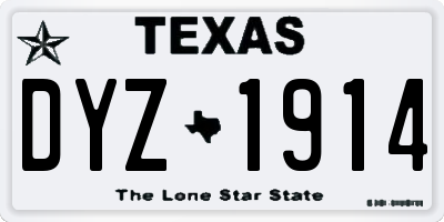 TX license plate DYZ1914