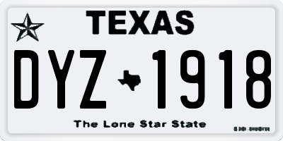 TX license plate DYZ1918