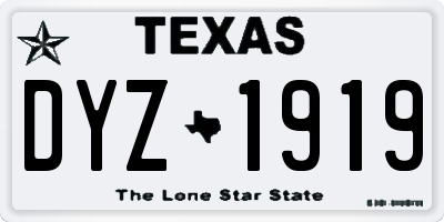 TX license plate DYZ1919
