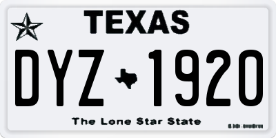 TX license plate DYZ1920