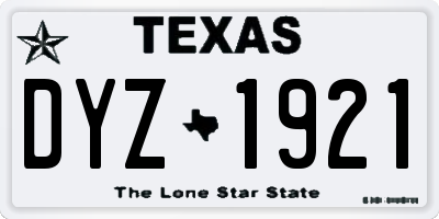 TX license plate DYZ1921
