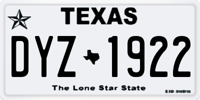 TX license plate DYZ1922