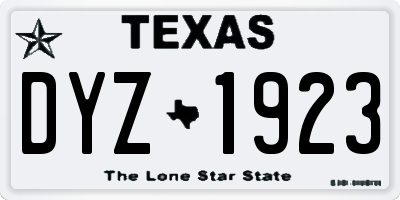 TX license plate DYZ1923