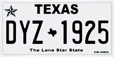 TX license plate DYZ1925