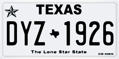 TX license plate DYZ1926