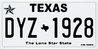 TX license plate DYZ1928