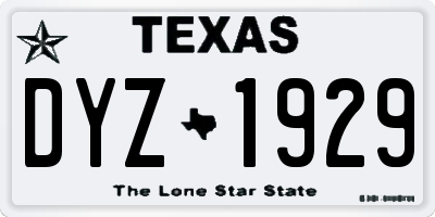 TX license plate DYZ1929
