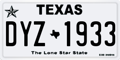 TX license plate DYZ1933