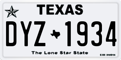 TX license plate DYZ1934