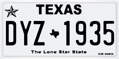 TX license plate DYZ1935