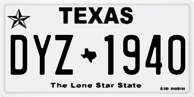 TX license plate DYZ1940