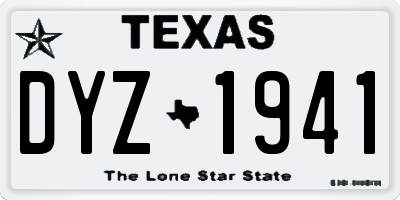 TX license plate DYZ1941