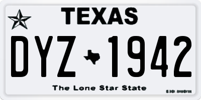 TX license plate DYZ1942