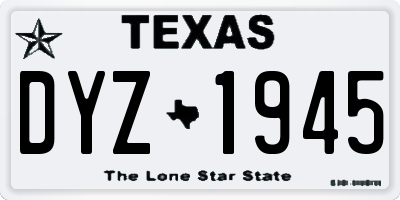 TX license plate DYZ1945